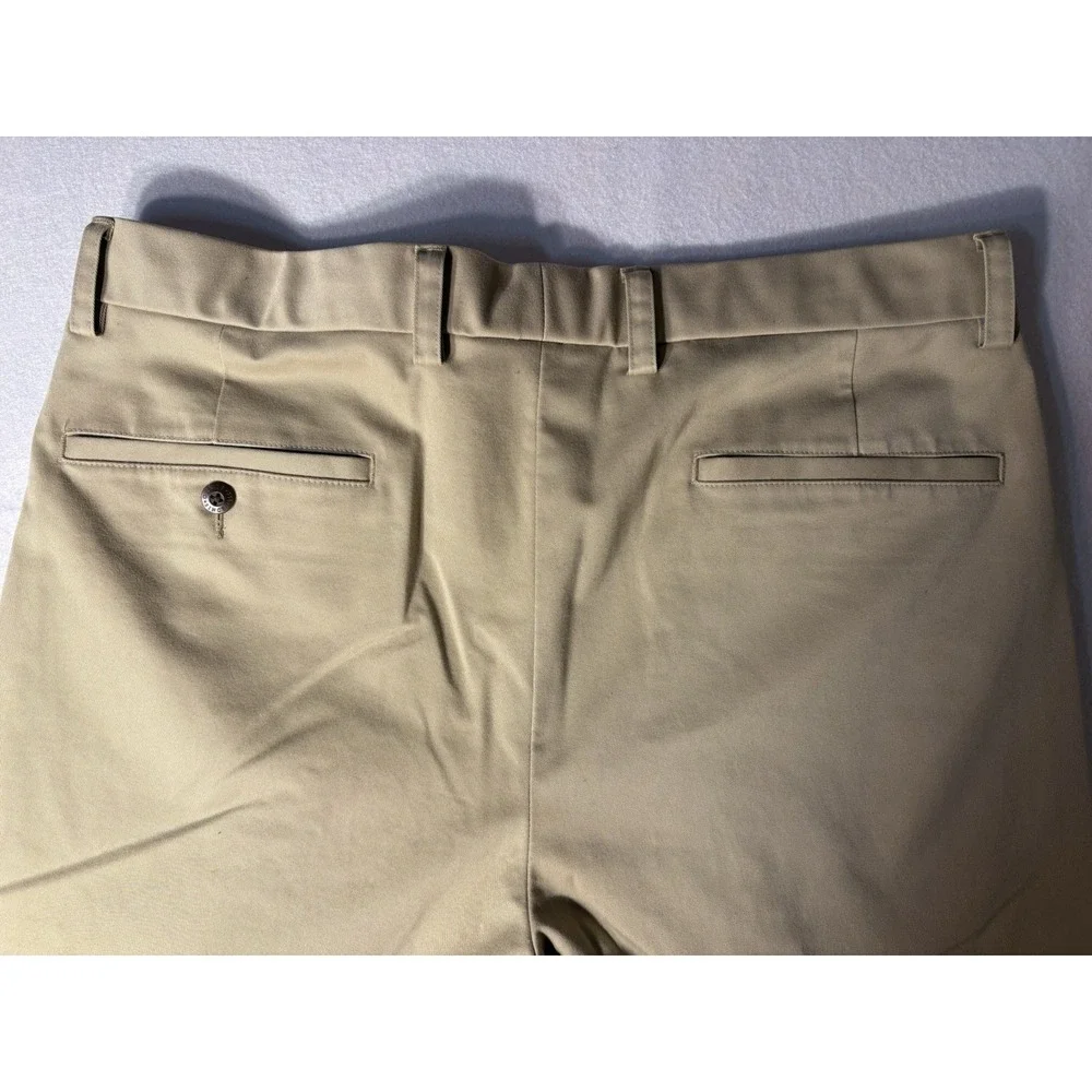 Orvis Men's Beige Twill Chino Pants 35x29 Classic Fit Stretch Pleated Front